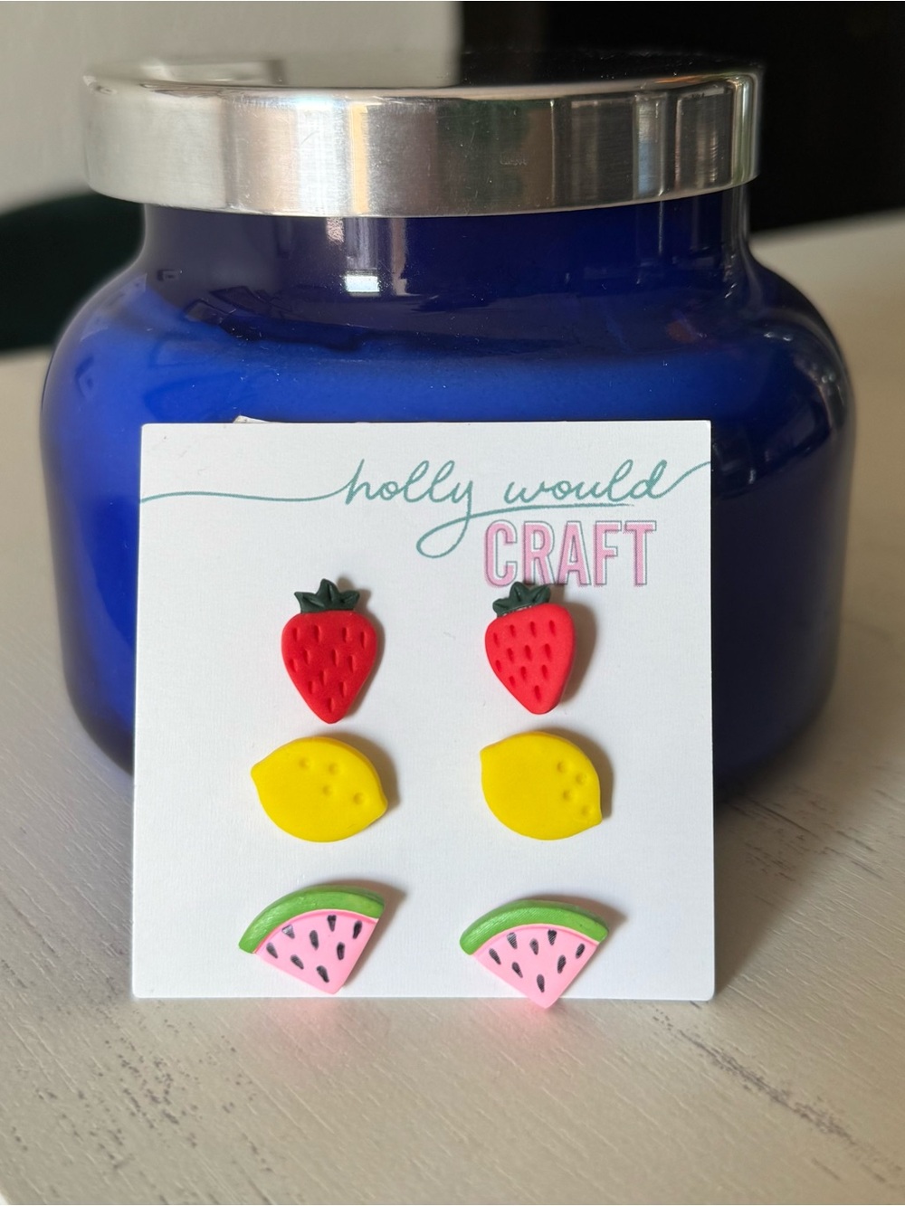 Fruit Stud Earring Set - Red, Yellow, Pink